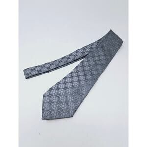 CHANEL Metallic Grey Camellia CC logo Silk Tie